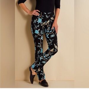 NWT Soft Surroundings Black Chinoiserie Pants-Excellent Quality